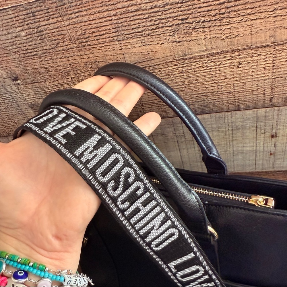 NWOT Love Moschino Black Tote with Gold Branding - Picture 7 of 12